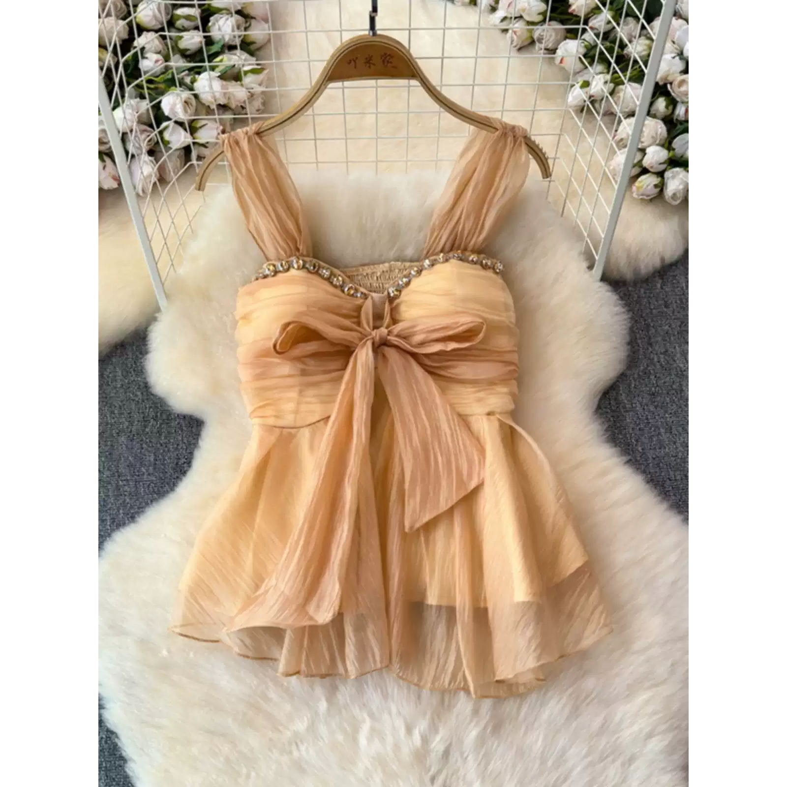 Wrap Blouse Chiffon - Sweet Ele Spring 2025 Embellied Knot