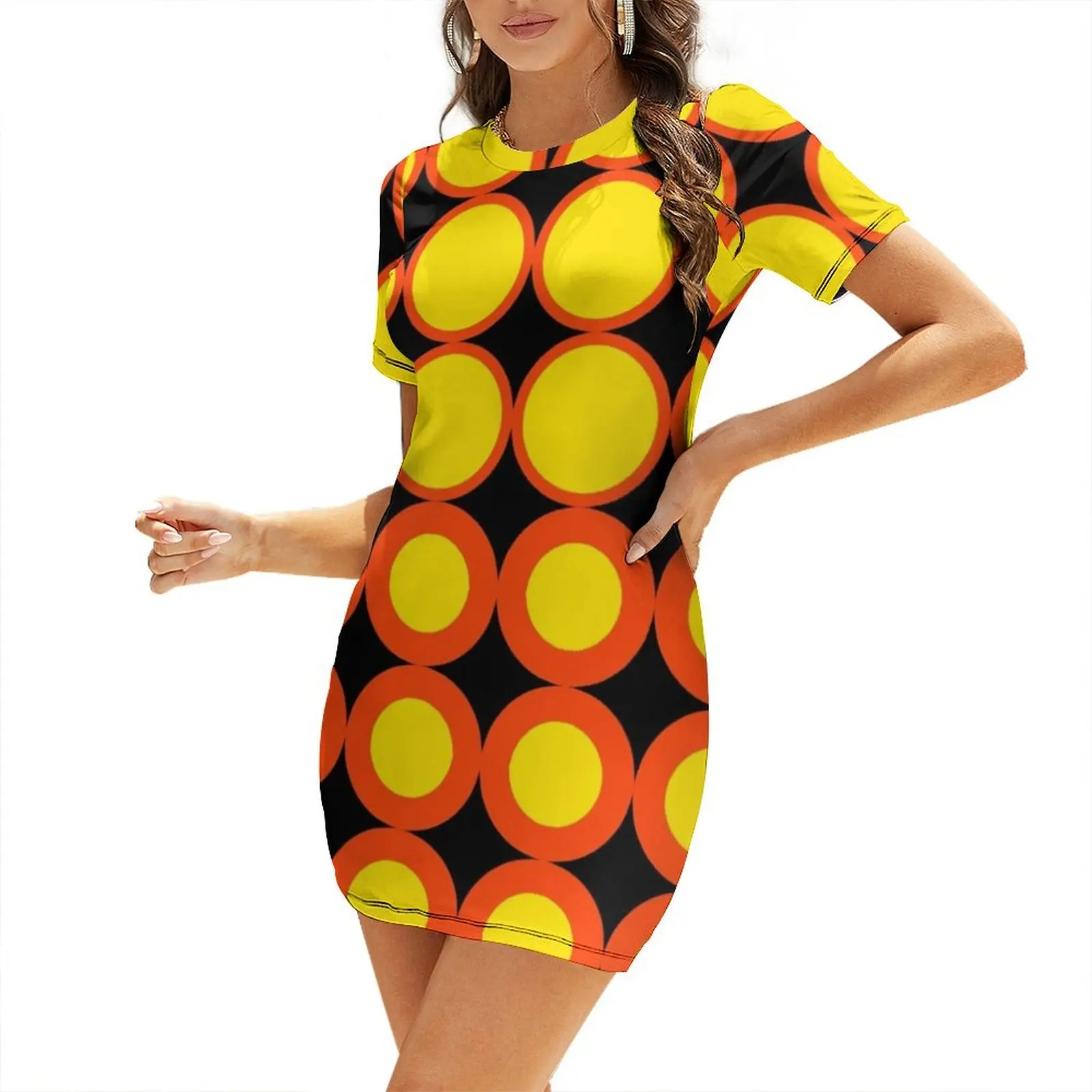 Women'S Fashion Of The 60S - 60s Circle Mod Short-Sleeved Dress women's