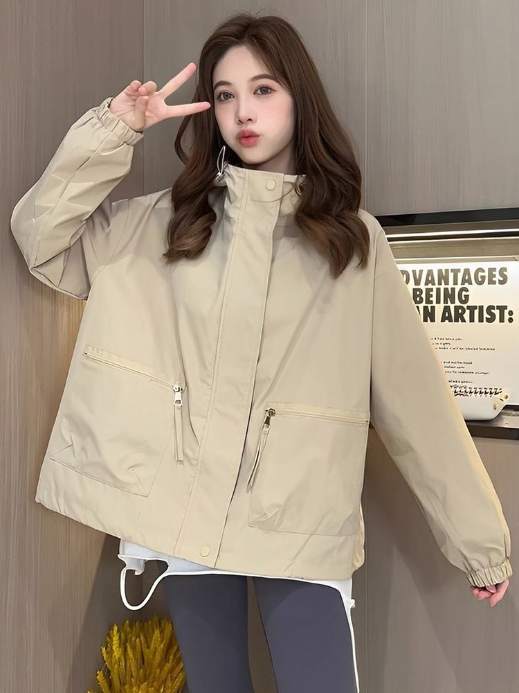 Women'S Fashion Utility Jacket - Women's Fashionable Hooded Windproof Baseball Short