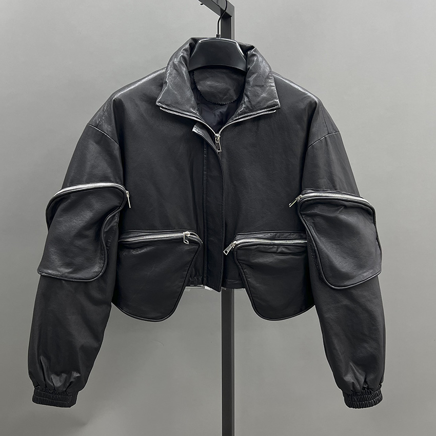 Women'S Fashion Utility Jacket - JANEFUR Women Winter Coat Stand-Collar Cropped