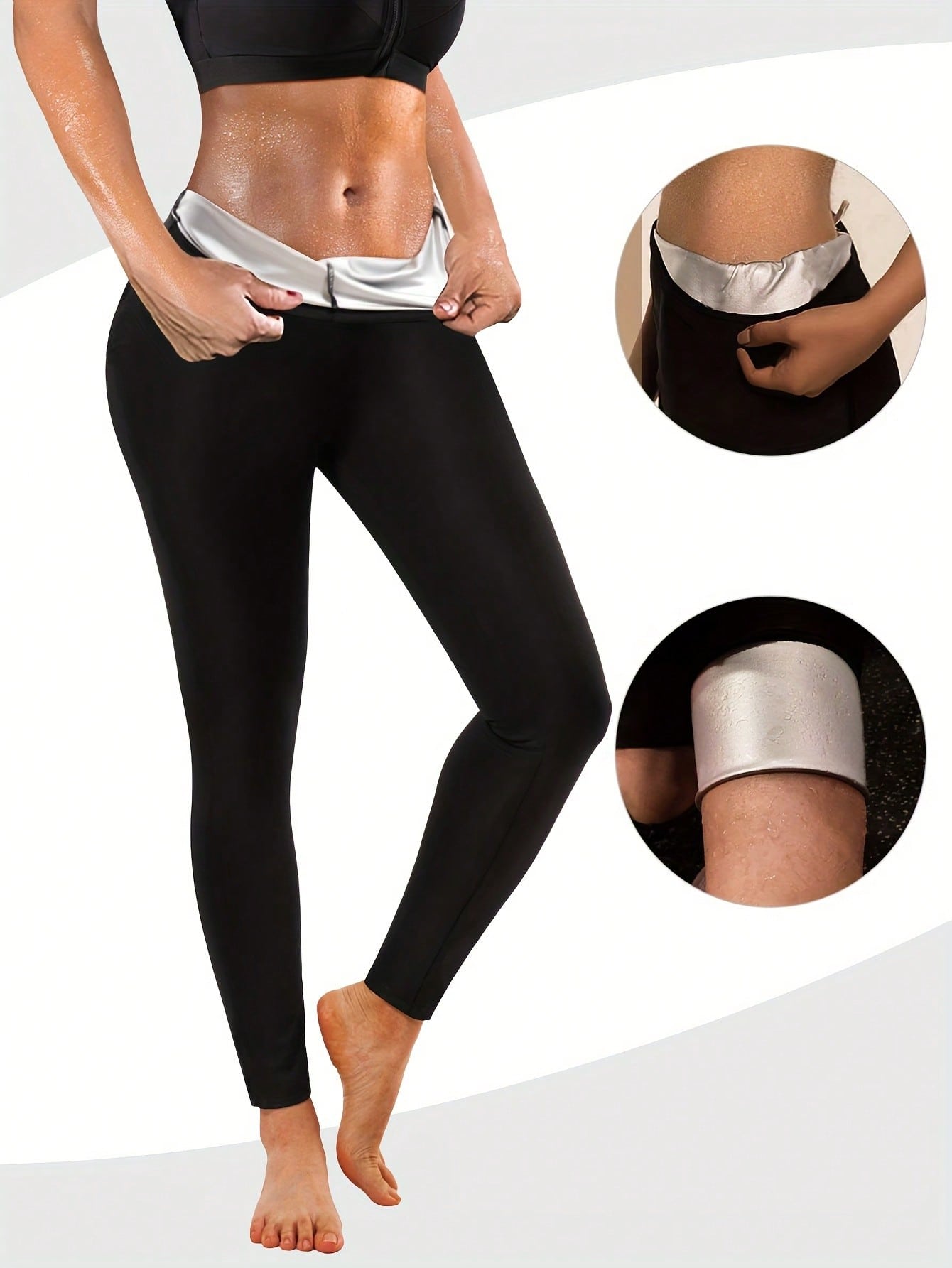 High Waist Leggings - 1pc Women's High Waist Sweat Enhancing