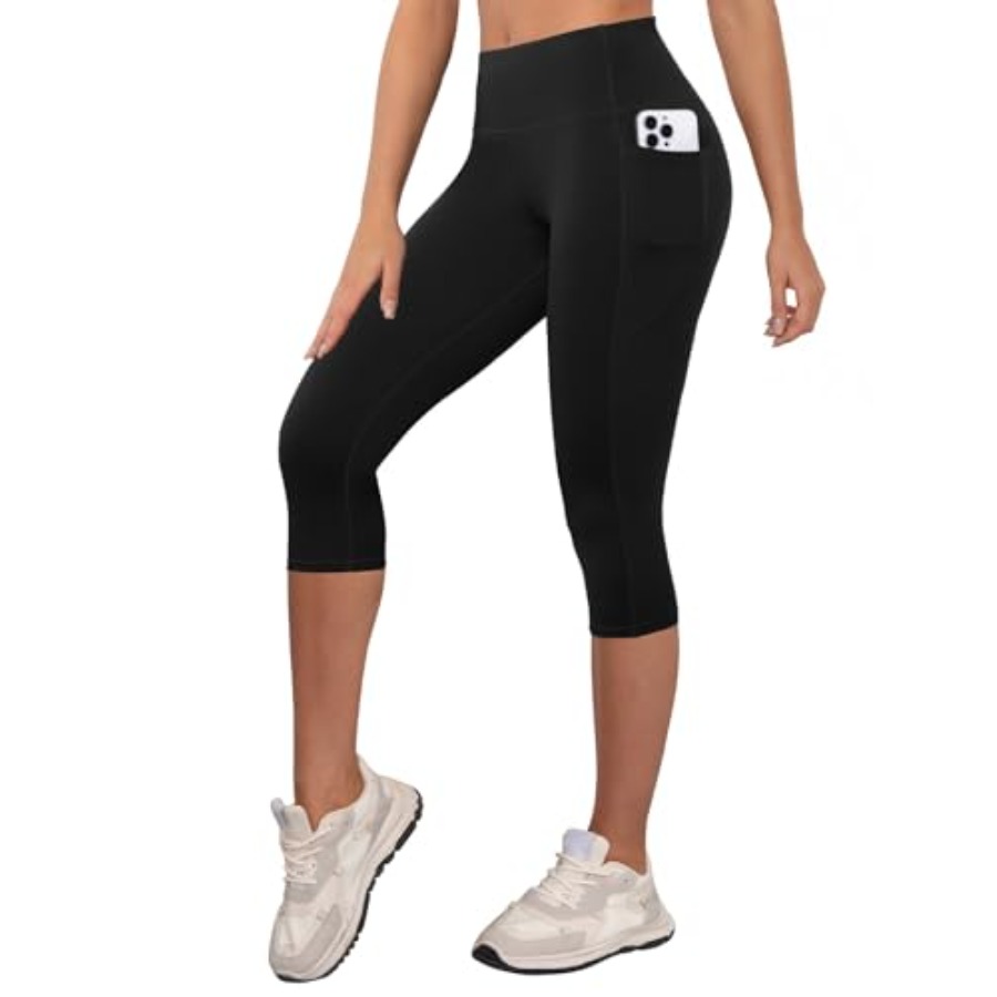 High Waist Leggings - COPYLEAF Capri Leggings for Women High