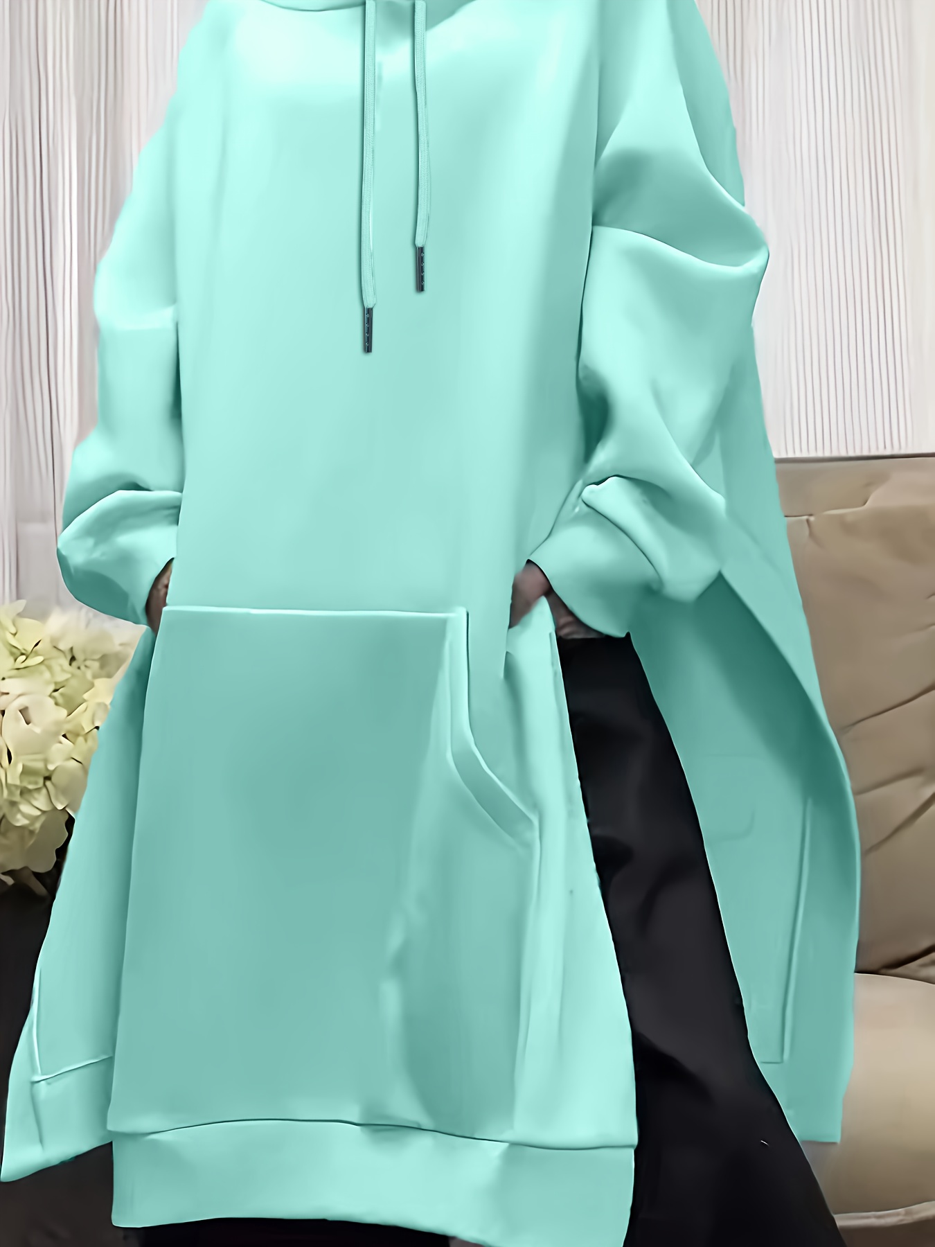 Plus size long sleeve solid co - Women'S Fashion Hoodie avis et prix