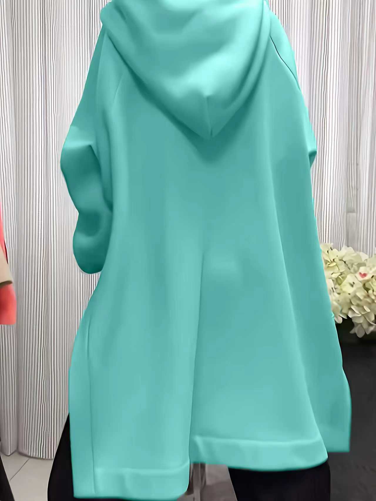Plus size long sleeve solid co - Women'S Fashion Hoodie avis et prix