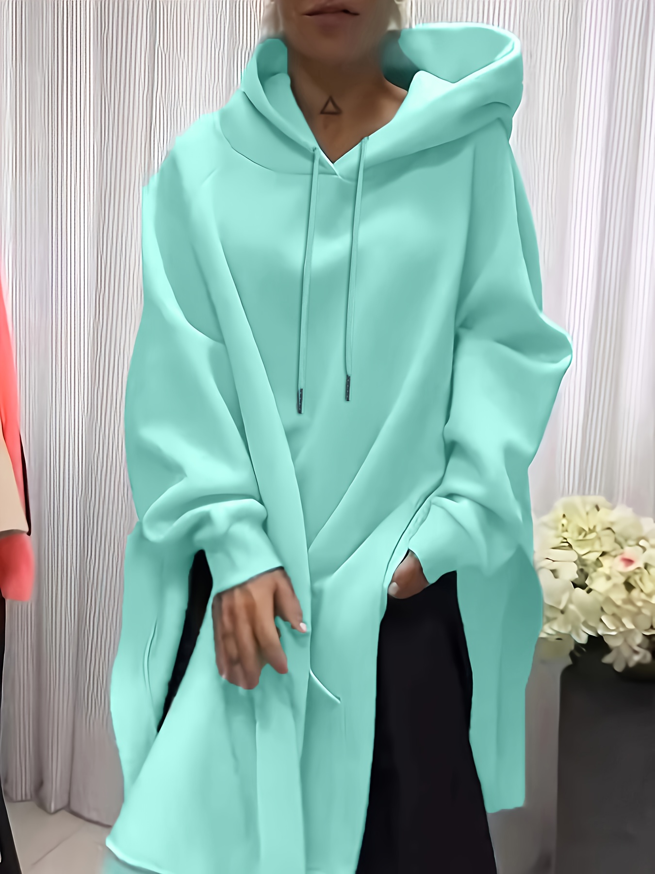 Plus size long sleeve solid co - Women'S Fashion Hoodie avis et prix