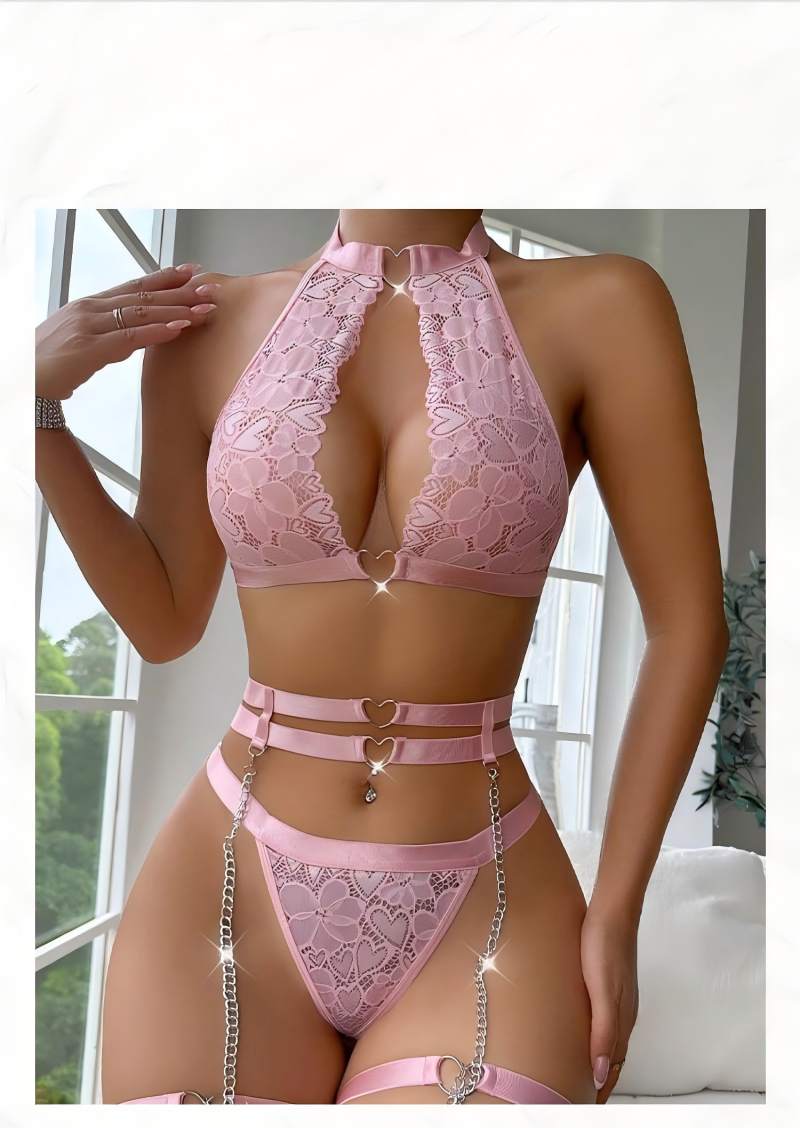 Sexy Lingerie Set Push Up Lace - Women Fashion Necklace avis et prix