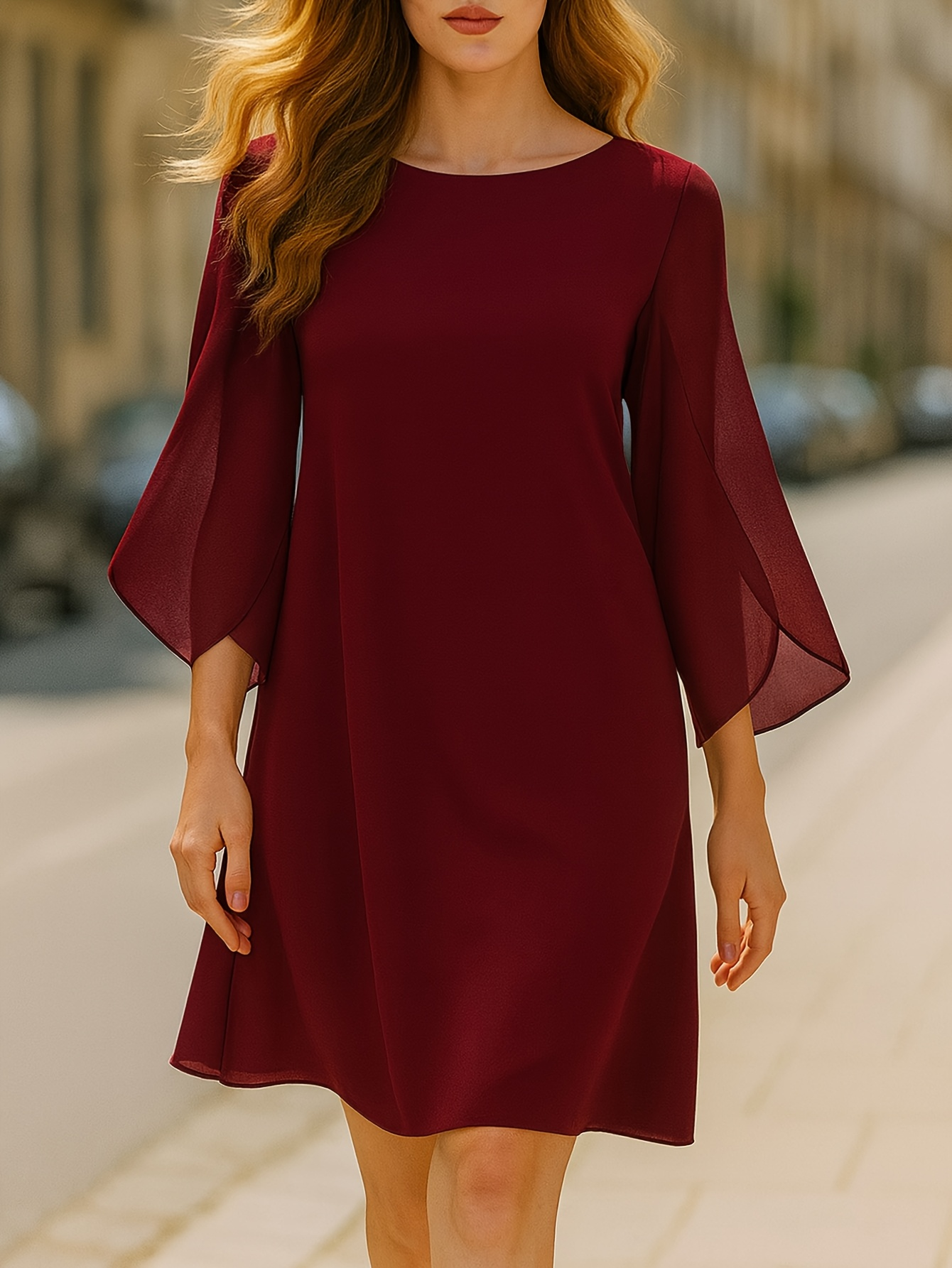Womens Fluter Sleeve Crew Neck - Wrap Blouse Chiffon avis et prix