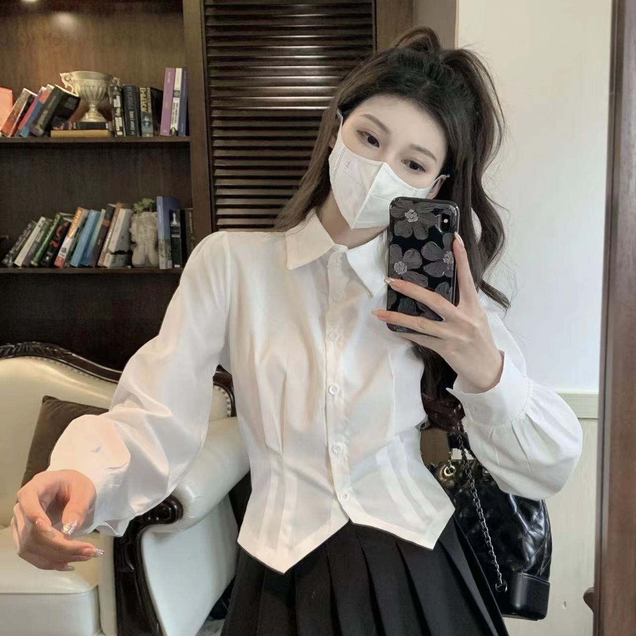 2000s White Long sleeve Vintag - Wrap Blouse Chiffon avis et prix