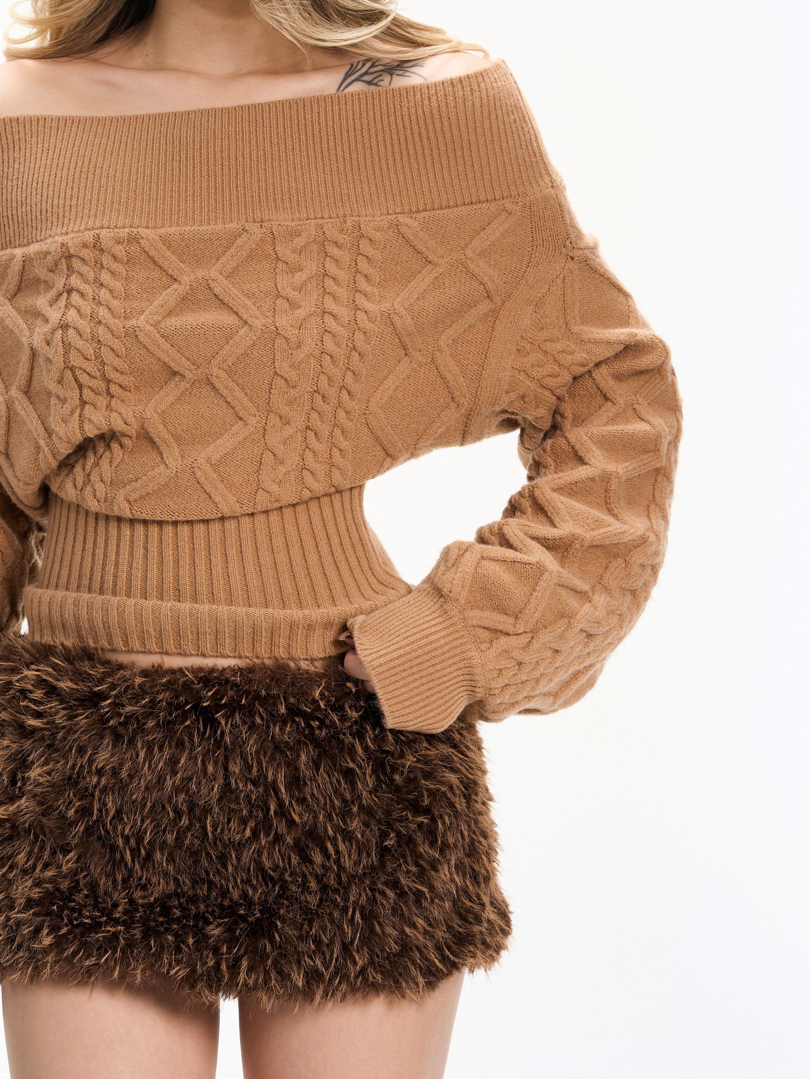 Thickly woven Z-pattern camel  - Women Fashion Zone avis et prix