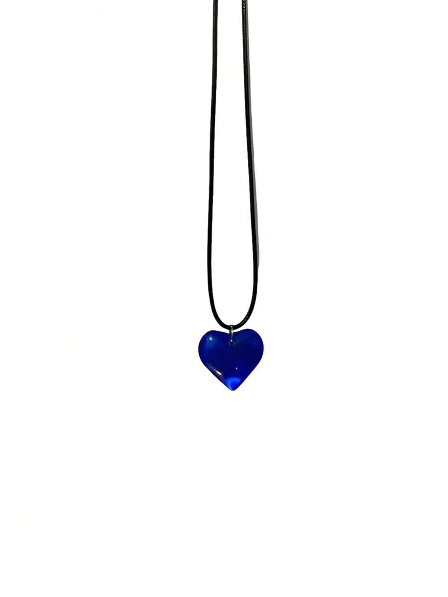 Red Semi-Transparent Glass Hea - Women Fashion Necklace avis et prix