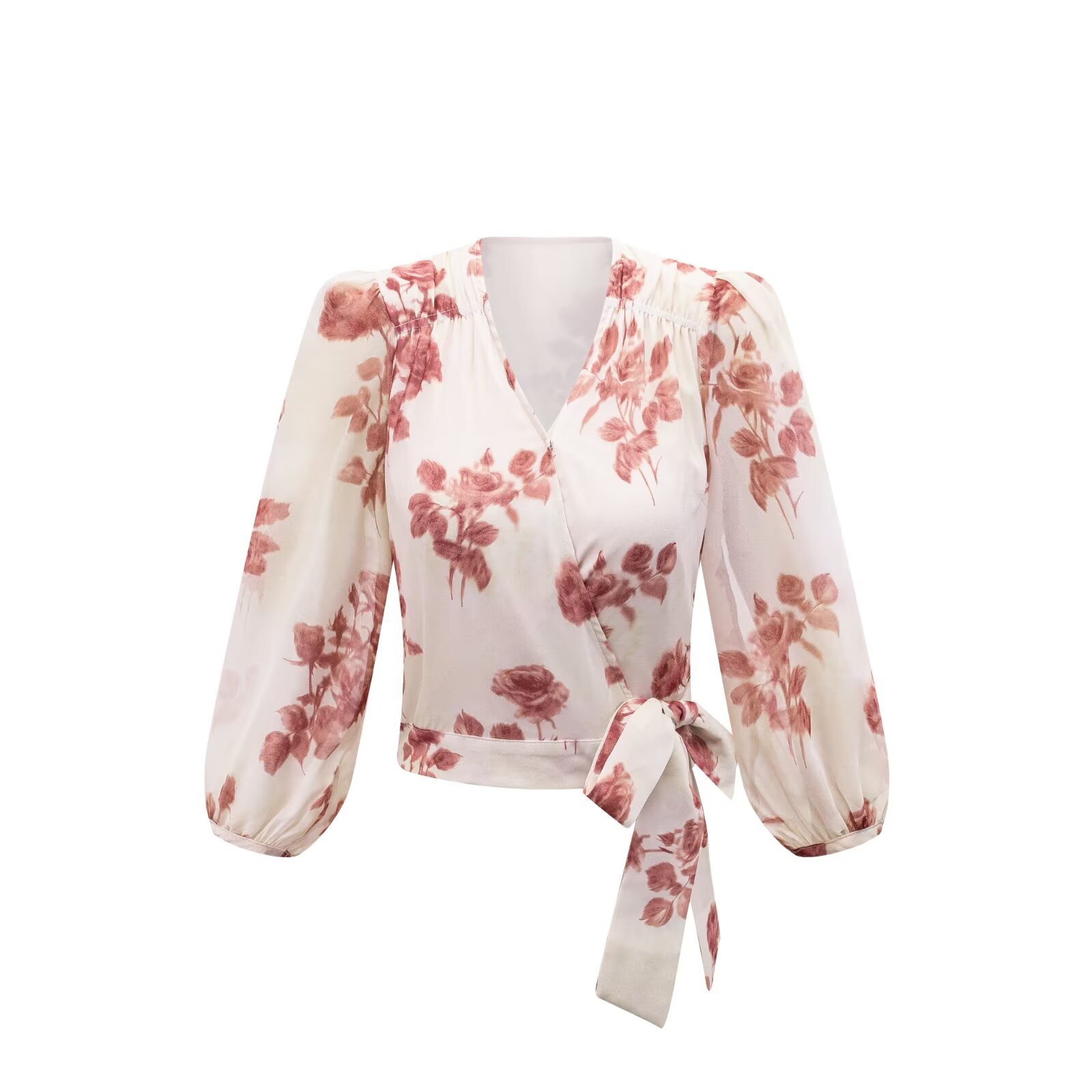 Women V-neck Wrap Bandage Blou - Wrap Blouse Chiffon avis et prix