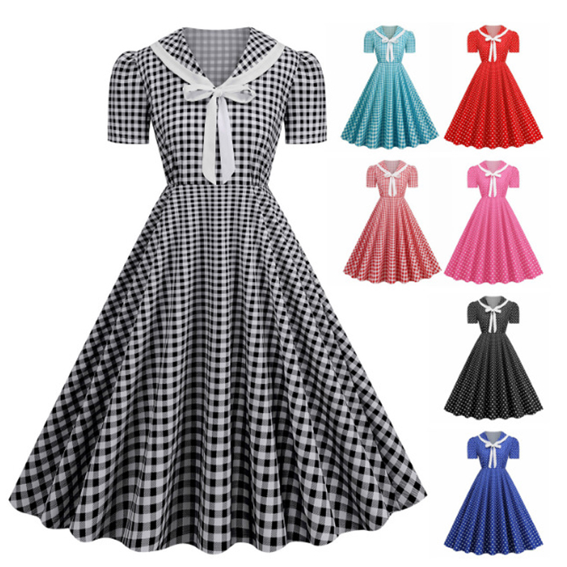 Polka Dot Printed Vintage Larg - Women'S Fashion Of The 60S avis et prix