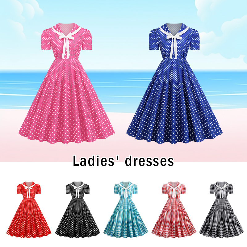Polka Dot Printed Vintage Larg - Women'S Fashion Of The 60S avis et prix