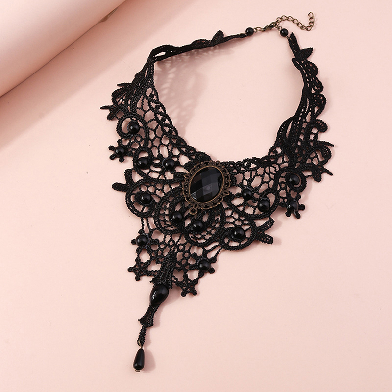 Hot Sale Women Black Lace Bead - Women'S Fashion Victorian avis et prix