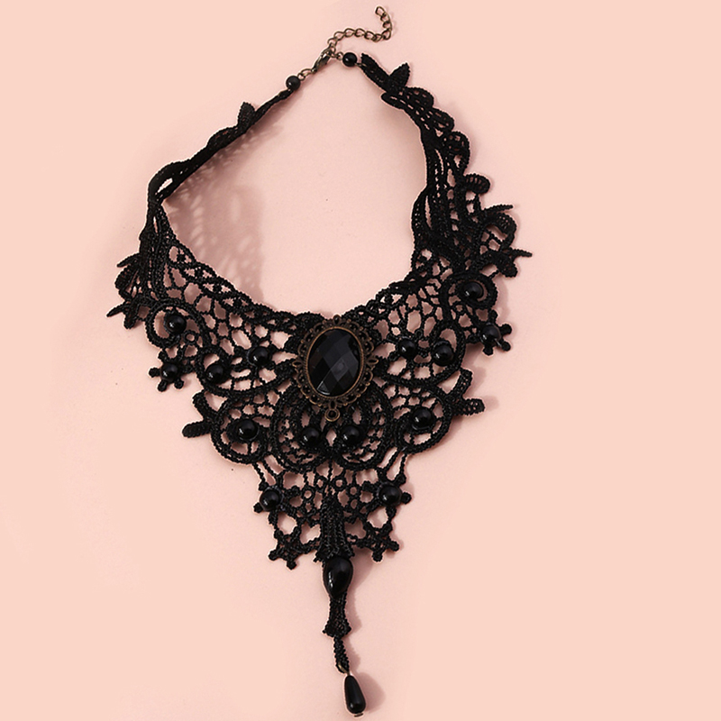 Hot Sale Women Black Lace Bead - Women'S Fashion Victorian avis et prix