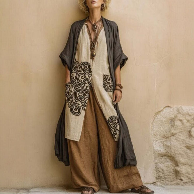 Boho Open Front Kimono Geometr - Women'S Fashion Kimono avis et prix