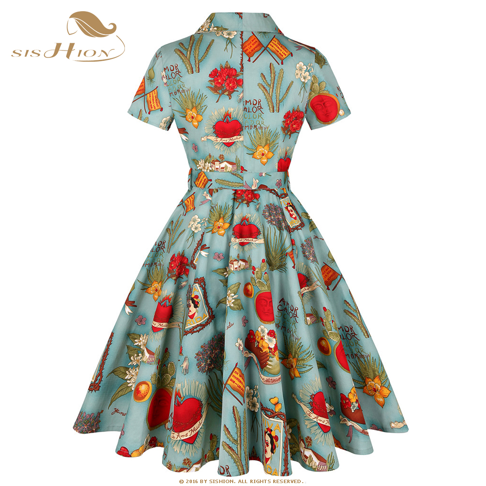 SISHION Short Sleeve Swing Ret - Women'S Fashion Of The 60S avis et prix