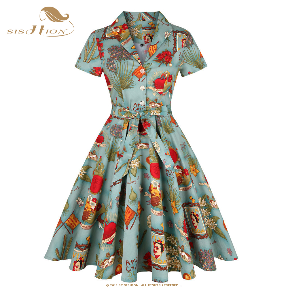 SISHION Short Sleeve Swing Ret - Women'S Fashion Of The 60S avis et prix