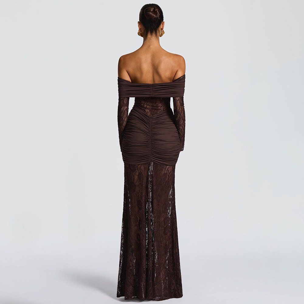 Dresses Off-shoulder Long Slee - Women Fashion Necklace avis et prix
