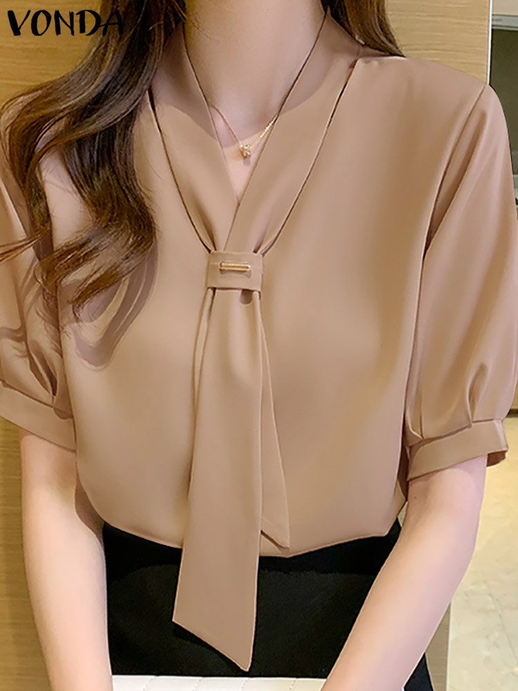 VONDA 2024 Summer Women Tops F - Wrap Blouse Chiffon avis et prix