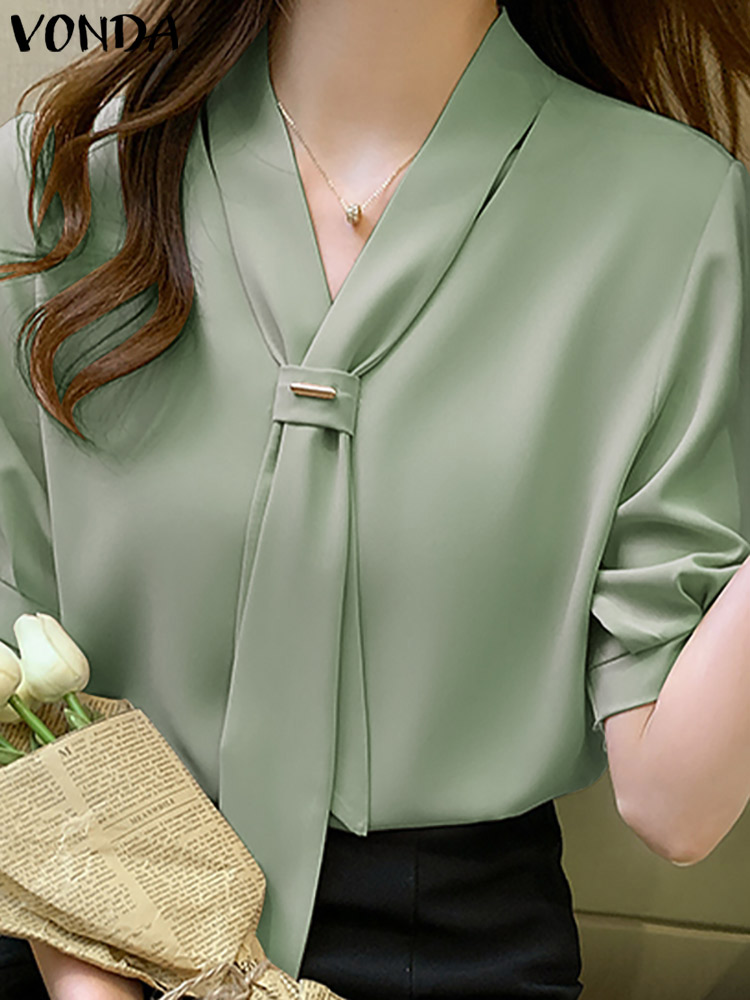 VONDA 2024 Summer Women Tops F - Wrap Blouse Chiffon avis et prix