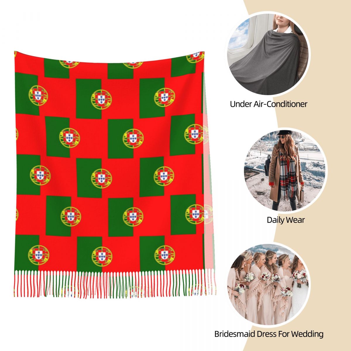 Flag Of Portugal Scarf Tassel  - Women'S Fashion Portugal avis et prix