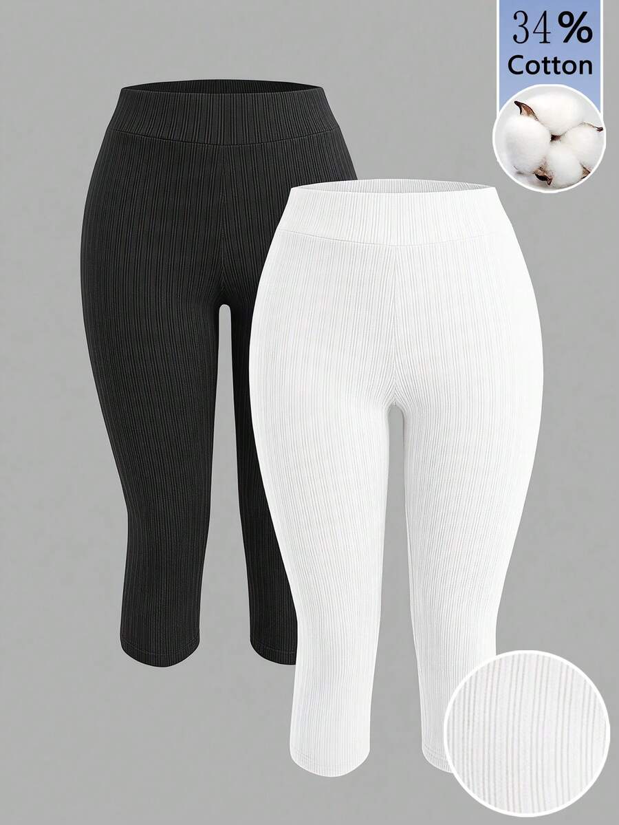 High-Waist Ribbed Capri Leggin - High Waist Leggings avis et prix