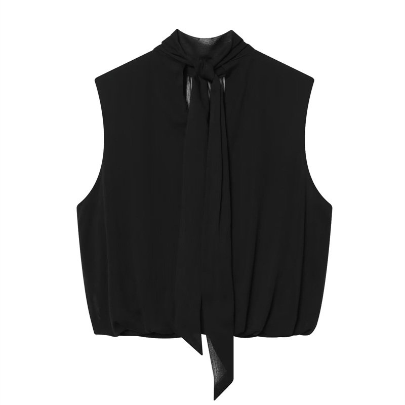 Black Draped Front Blouse Wome - Wrap Blouse Chiffon avis et prix