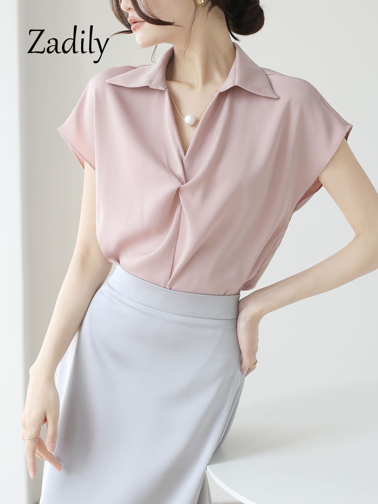 Women's Satin Wrap Front Blous - Wrap Blouse Chiffon avis et prix