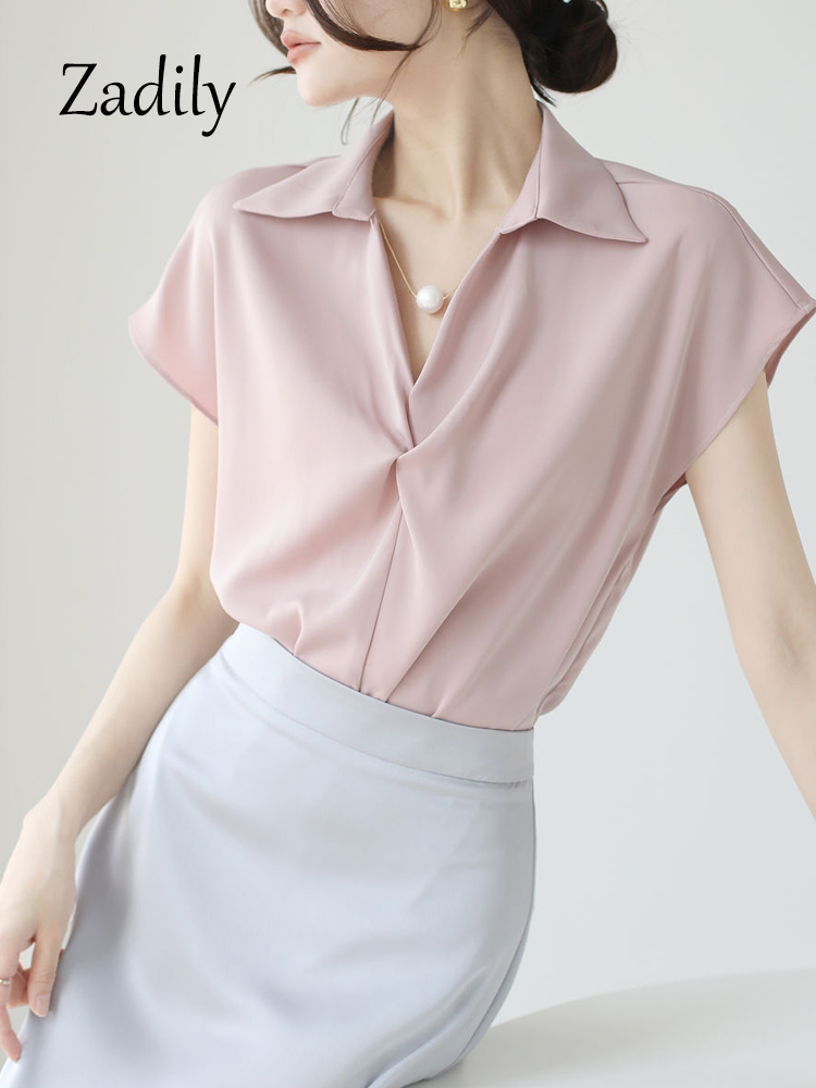 Women's Satin Wrap Front Blous - Wrap Blouse Chiffon avis et prix