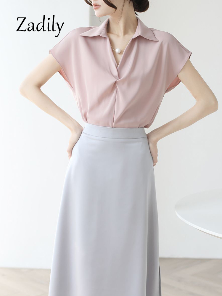 Women's Satin Wrap Front Blous - Wrap Blouse Chiffon avis et prix