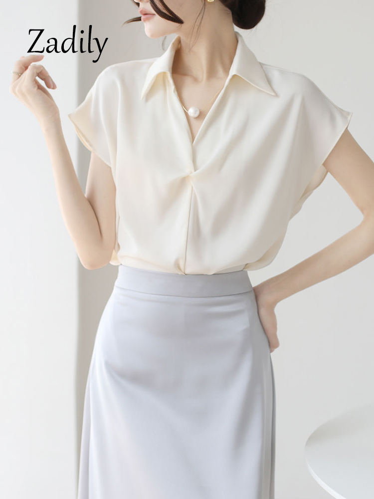 Women's Satin Wrap Front Blous - Wrap Blouse Chiffon avis et prix